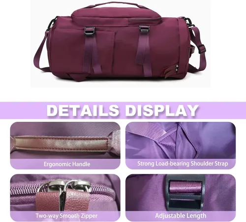 Miniatura 6 de Bolsa de gimnasio con compartimento para zapatos para hombres y mujeres, bolsa de viaje, mochila cruzada, bolsa deportiva con gran capacidad