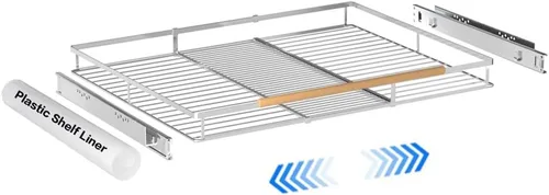 Miniatura 14 de Cajón extraíble grande y extensible, organizador de gabinete de canasta deslizante resistente para cocina, debajo del fregadero, baño, armario, 17 a