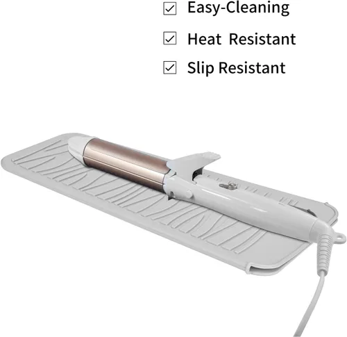 Miniatura 3 de Bolsa de viaje resistente al calor para alisadores de cabello, prensadoras, rizadores, planchas y herramientas de peinado (1 paquete, gris)
