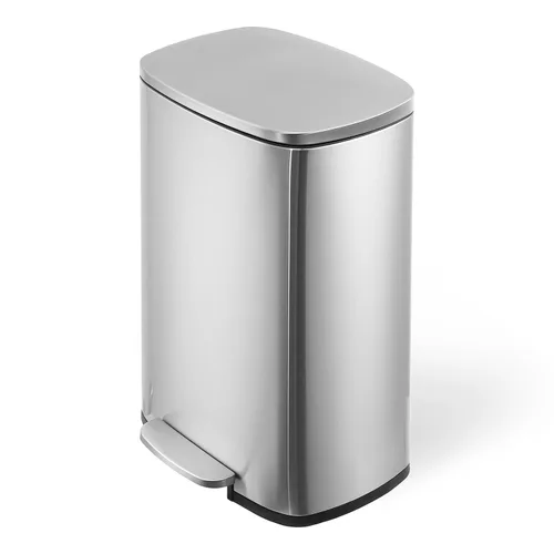 Miniatura 2 de Fashionwu Bote de basura rectangular de acero inoxidable de 50L/13 galones con pedal de pie, tapa de cierre suave plateado