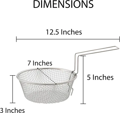 Miniatura 7 de HIC Kitchen Cesta para freír, malla de acero inoxidable 18/8