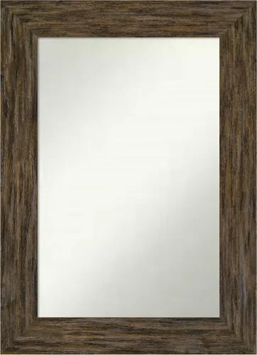 Miniatura 45 de Amanti Art Espejo personalizado, espejo de baño marrón Fencepost, espejo de pared o espejo de tocador de baño sobre el fregadero (27 x 27 pulgadas)