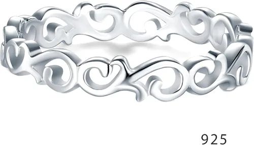 Miniatura 2 de BORUO - Anillo de plata esterlina 925 con nudo celta, corazón pulido, resistente al desgaste, anillo apilable para boda