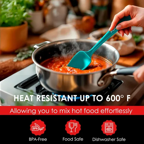 Miniatura 4 de Espátula de cuchara de silicona - resistente al calor de 600ºF, de goma antiadherente, cuchara de silicona Úselo como utensilio de raspador