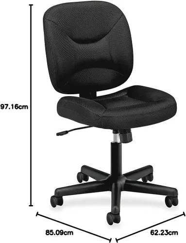 Miniatura 2 de HON ValuTask - Silla de oficina ergonómica sin brazos con malla transpirable, respaldo bajo, reclinable y ruedas de inclinación central, escritorio