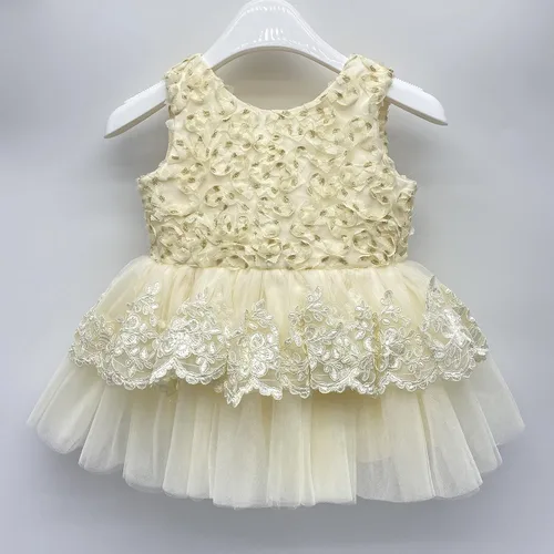 Miniatura 4 de BLUEPATA Vestido de encaje bordado para fiesta de 6 meses a 3 años