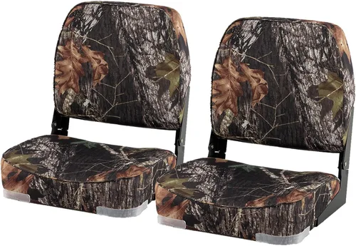 Miniatura 14 de GYMAX Asiento plegable para barco, paquete de 2 asientos con respaldo bajo para capitán de pesca, con acolchado de esponja gruesa, bisagras