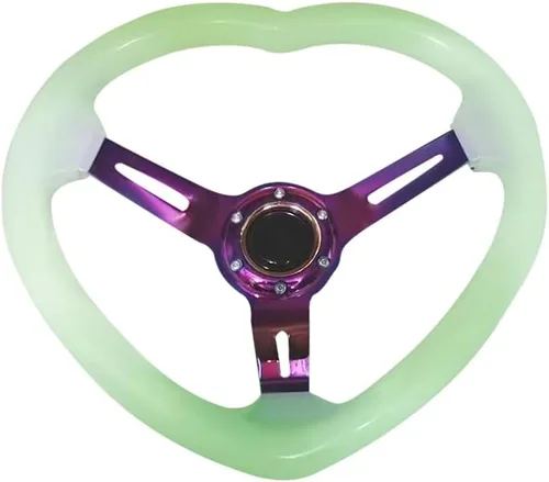 Miniatura 8 de Volante de carreras de acrílico universal con diseño en forma de corazón, apto para la mayoría de vehículos, autos de carreras, RZR, Club Car Púrpura