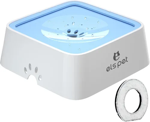 Miniatura 14 de ELS PET - Dispensador de agua sin derrames y de alimentación lenta - Tazón de viaje de gran capacidad de 70oz/2L para perros y gatos (Gris)