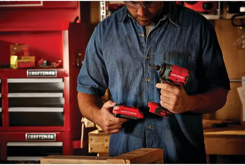 Miniatura 8 de CRAFTSMAN Kit de destornillador de impacto inalámbrico V20, 1/4 de pulgada, batería y cargador incluidos (CMCF810C1)