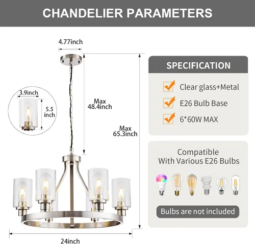 Miniatura 3 de lámpara de araña de granja de 6 luces con rueda de vagón, accesorios de luz colgante para comedor, sala de estar, isla de cocina, vestíbulo