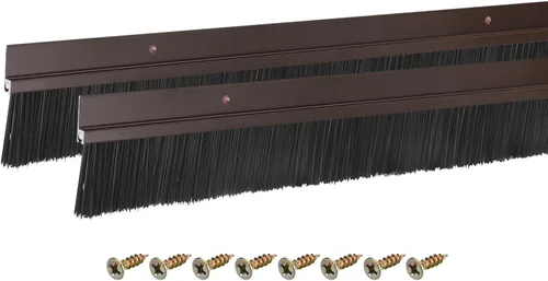 Miniatura 38 de uxcell 2 piezas cepillo de puerta barrido inferior forma H base de aleación de aluminio con cepillo de nailon de 0.4 pulgadas para hogar, industrial