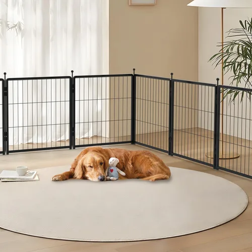 Miniatura 7 de Corralito para perros de 36 pulgadas, 8 paneles para uso en interiores y exteriores, valla de metal resistente para mascotas con estacas
