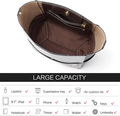 Miniatura 45 de BROMEN Bolsa Hobo para mujer, diseñada con cuero vegano, de hombro, bandolera