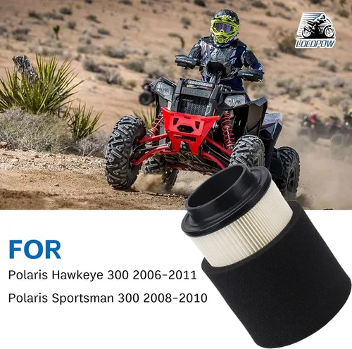 Miniatura 3 de Hawkeye 300 Filtro de aire para Polaris Hawkeye 300 2x4 4x4 Sportsman 300 2006 2007 2008 2009 2010 2011 con filtro de aceite KN303 2520799 3084963
