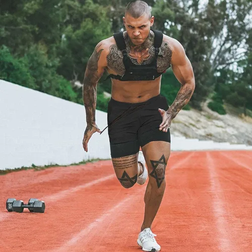 Miniatura 3 de COOFANDY Paquete de 2 pantalones cortos para correr 2 en 1 para hombre, pantalones cortos de entrenamiento de secado rápido para gimnasio
