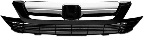 Miniatura 9 de PIT66 Protector de parrilla de parachoques delantero superior e inferior, compatible con Honda CRV 07-09 negro/cromo