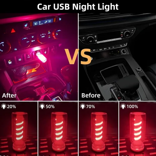 Miniatura 5 de Luces USB para automóvil, control táctil regulable 3D, iluminación ambiental para automóvil, luz nocturna USB enchufable, estilo retro, mini