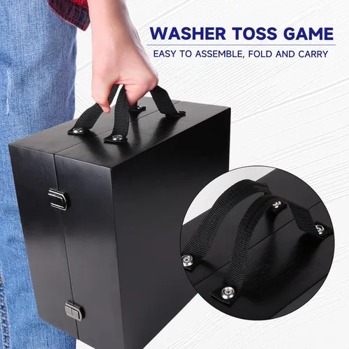 Miniatura 5 de GSE Games & Sports Expert Juego de lanzamiento de arandelas de madera premium con 8 arandelas con abridor de botellas para adultos y familia. Juego