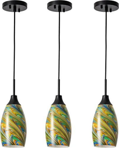 Miniatura 21 de Viinew Mini Lámpara Colgante de Vidrio, 1-Luz de Vidrio Artístico Ovalado Blanco Soplado a Mano Lámpara Colgante Suspendida para Isla de Cocina