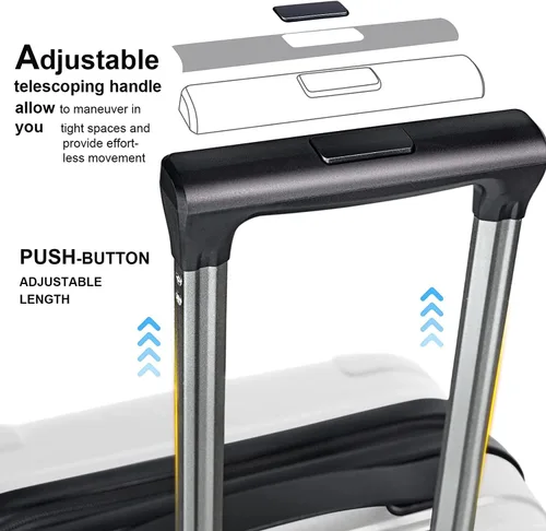 Miniatura 4 de Feybaul Maleta de equipaje PC+ABS con bloqueo TSA extensible de carcasa dura con ruedas giratorias de 20 pulgadas, 24 pulgadas, 28 pulgadas, Blanco