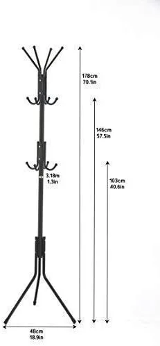 Miniatura 6 de SUN006 - Perchero decorativo con base de metal, 12 ganchos para sombreros, 12 ganchos para chaquetas, sombreros, dormitorio, entrada, oficina