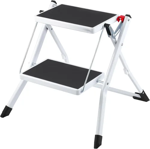 Miniatura 10 de VEVOR Escalera plegable de acero de 1 escalón de 330 libras de capacidad, altura ajustable, taburete antideslizante y resistente para adultos, niños