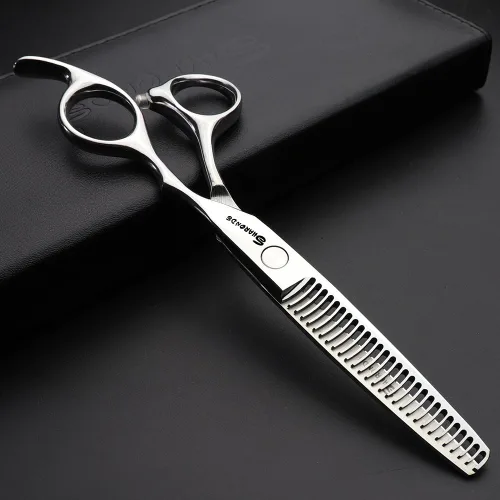Miniatura 2 de Tijeras ultrafinas para adelgazar el cabello de 6 pulgadas, estilo moderno, plateado, acero inoxidable, ambidiestro, 6 pulgadas, tijeras para cortar