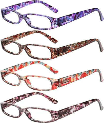 Miniatura 12 de Kerecsen Gafas de lectura para mujer, 4 pares de lectores de bisagra de resorte a la moda paquete de 4