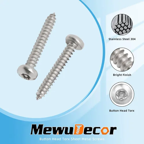 Miniatura 3 de Tornillos de chapa Torx de acero inoxidable #14 x 1 con cabeza de botón de acero inoxidable, tornillos plateados de seguridad, antirrobo, a prueba