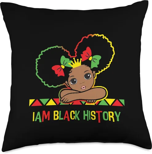 Miniatura 4 de I am Black History Little Girl Afro Love African Black History Month Shirt Cute Girls I am African American Throw Pillow, 16x16, Multicolor
