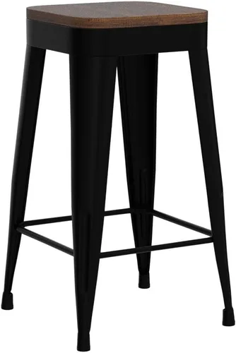 Miniatura 5 de Juego de 4 Taburetes de Bar de POINTANT Taburetes de Bar de Metal de Altura de Mostrador Taburetes de Bar Negros Modernos de 24" Taburetes de Bar