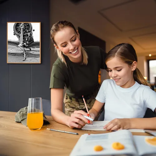 Miniatura 3 de Póster de pared vintage de la Segunda Guerra Mundial, póster de tributo militar "Wings of Angels" Obra de arte patriótica de aviación para garaje