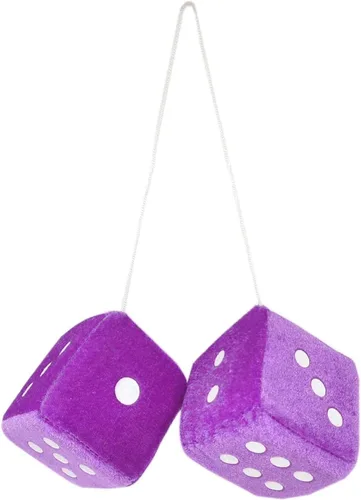Miniatura 8 de 1 par de dados de felpa negros peludos de 3 pulgadas clásico vintage [dados nostálgicos de los años 80 para espejo] para espejos interiores