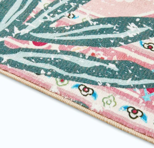 Miniatura 6 de Alfombras hippie, alfombras de 2 x 3 de lana sintética tropical rosa boho para baño, cocina, entrada interior pequeña. Alfombra moderna vintage