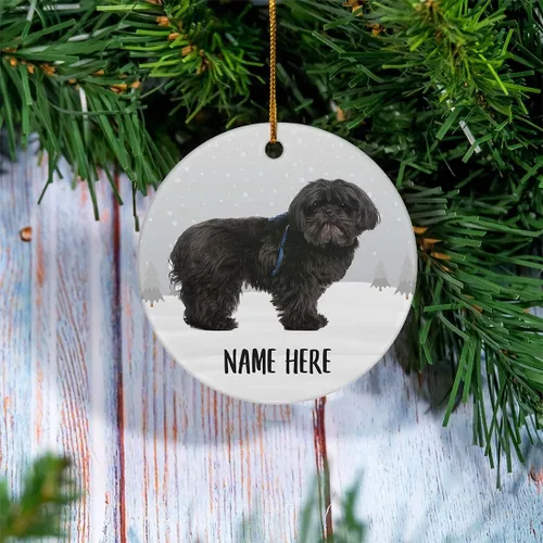 Miniatura 2 de Adorno de árbol de Navidad negro con nombre personalizado Shih Tzu, decoración de cerámica, regalos para mamá de perro