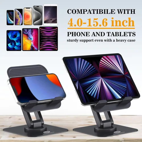 Miniatura 3 de OCYCLONE Soporte para iPad, soporte plegable ajustable giratorio de 360° para tablet iPad compatible con Kindle Tablet iPad de 4 a 15.6 pulgadas