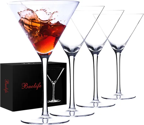 Miniatura 8 de Juego de 4 vasos de cristal soplado a mano, juego de vasos de Martini de 9 onzas con tallo, elegantes vasos de cóctel para bar, Margarita