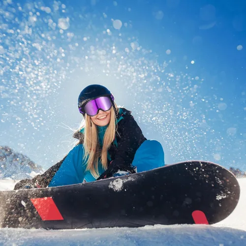Miniatura 7 de EXP VISION Gafas de esquí/snowboard para hombres y mujeres, gafas de nieve OTG antiniebla con protección UV Marco Negro Púrpura