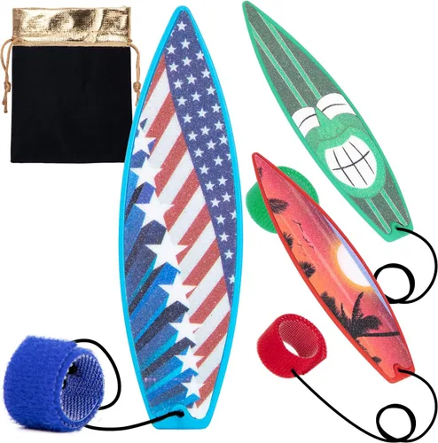 Miniatura 8 de JUNIQUTE Finger Surfboard - Mini tabla de surf para niños y surfistas con llamativo diseño gráfico y bolsa de recepción