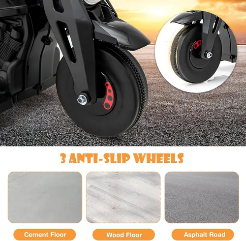 Miniatura 9 de OLAKIDS Motocicleta para niños, de 6 V, juguete eléctrico para montar con función automática de burbujas, pedal de pie, faro, música, vehículo de 3
