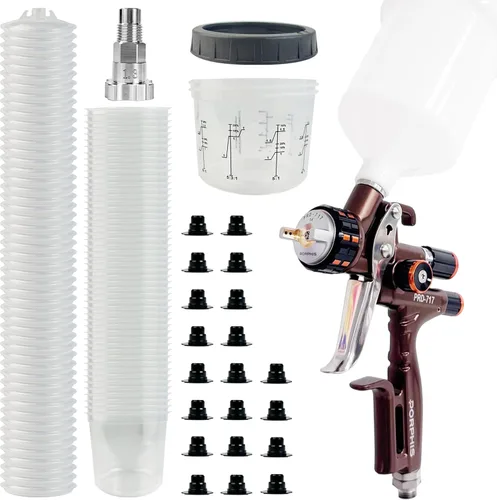 Miniatura 16 de Pistola Pulverizadora PRD-717 Tipo VS con Boquilla Dividida de 1.3mm para Repintado Automotriz, Marrón