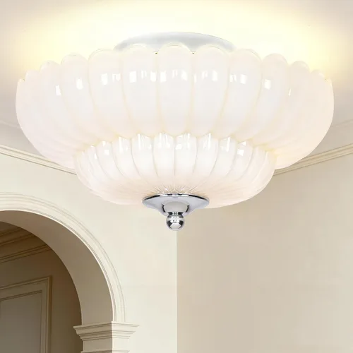 Miniatura 10 de Lámpara de techo semiempotrada de 3 luces, cristal vintage con marco de metal negro, iluminación moderna cerca del techo para dormitorio, cocina