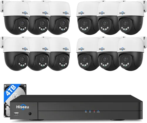 Miniatura 11 de [Inclinación panorámica de 300° 90° + seguimiento humano] Sistema de cámara Hiseeu 4K PoE PTZ, sistema de cámara de seguridad NVR con 6 cámaras