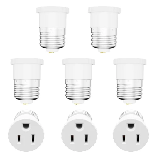 Paquete de 8, Adaptador de Enchufe de Luz a Enchufe, Convierte el Enchufe de Bombilla en Adaptador de Salida (Blanco).