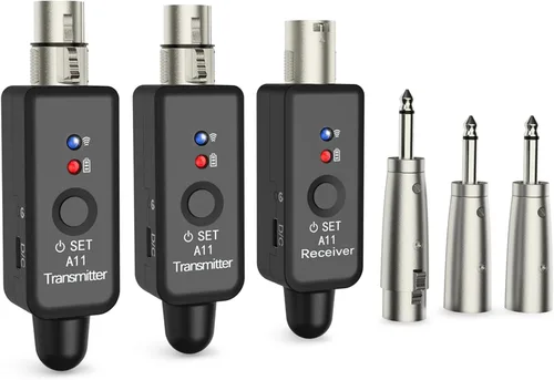 Miniatura 10 de Transmisor y receptor XLR inalámbrico A11 2.4GHz, sistema de micrófono inalámbrico para micrófonos dinámicos, mezclador de audio, sistema de PA
