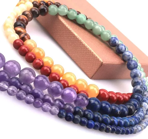 Miniatura 8 de Cuentas de piedra sueltas redondas de piedra colorida natural de 0.157 in para hacer joyas, manualidades, diseño 1 hebra 15 "APPR. 91-98 uds.