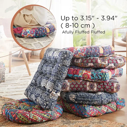 Miniatura 4 de Codi Juego de 2 Almohadas de Suelo para Meditación, Almohadas Boho para Sentarse para Adultos y Niños, Cojín Grande para Yoga Sala de Estar Tatami