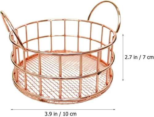 Miniatura 2 de 5 cestas redondas de metal para almacenamiento, organizador de mesa versátil para artículos de tocador de maquillaje y cestas de alambre más