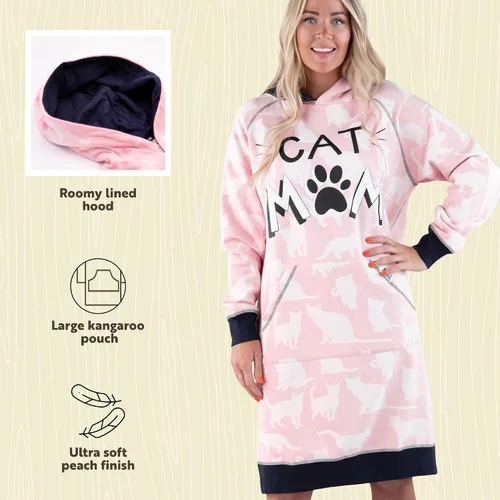 Miniatura 169 de Lazy One Sudadera con capucha de gran tamaño, ropa de dormir cómoda, vestido de suéter para mujer